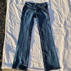 PXC Brazilian Molten Soft Stretch Rhinestone Black Flare Jeans - Brazil Size 38